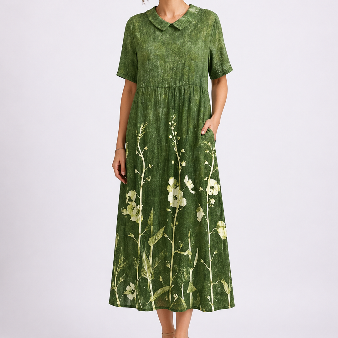 Tempest | Women's Floral V-Neck Short Sleeve Midi Dress - Floral - Image 3