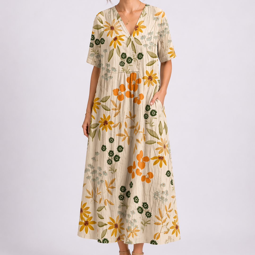 Tempest | Women's Floral V-Neck Short Sleeve Midi Dress - Floral - Image 7