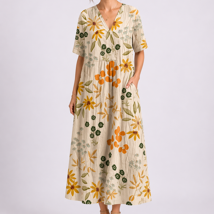 Tempest | Women's Floral V-Neck Short Sleeve Midi Dress - Floral - Image 7
