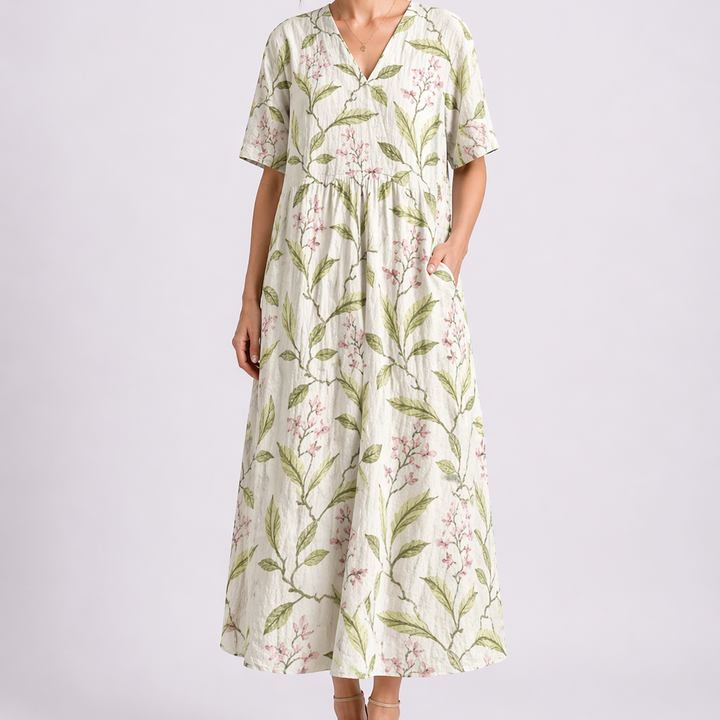 Tempest | Women's Floral V-Neck Short Sleeve Midi Dress - Floral - Image 9