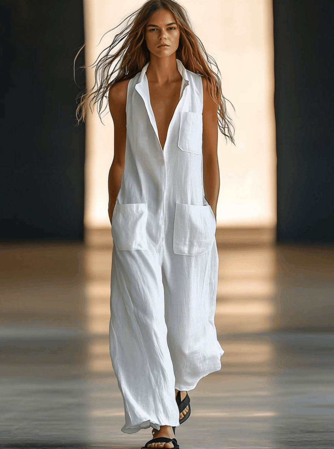 Tempest | Women's Sleeveless Wide Leg Jumpsuit - White - Image 2