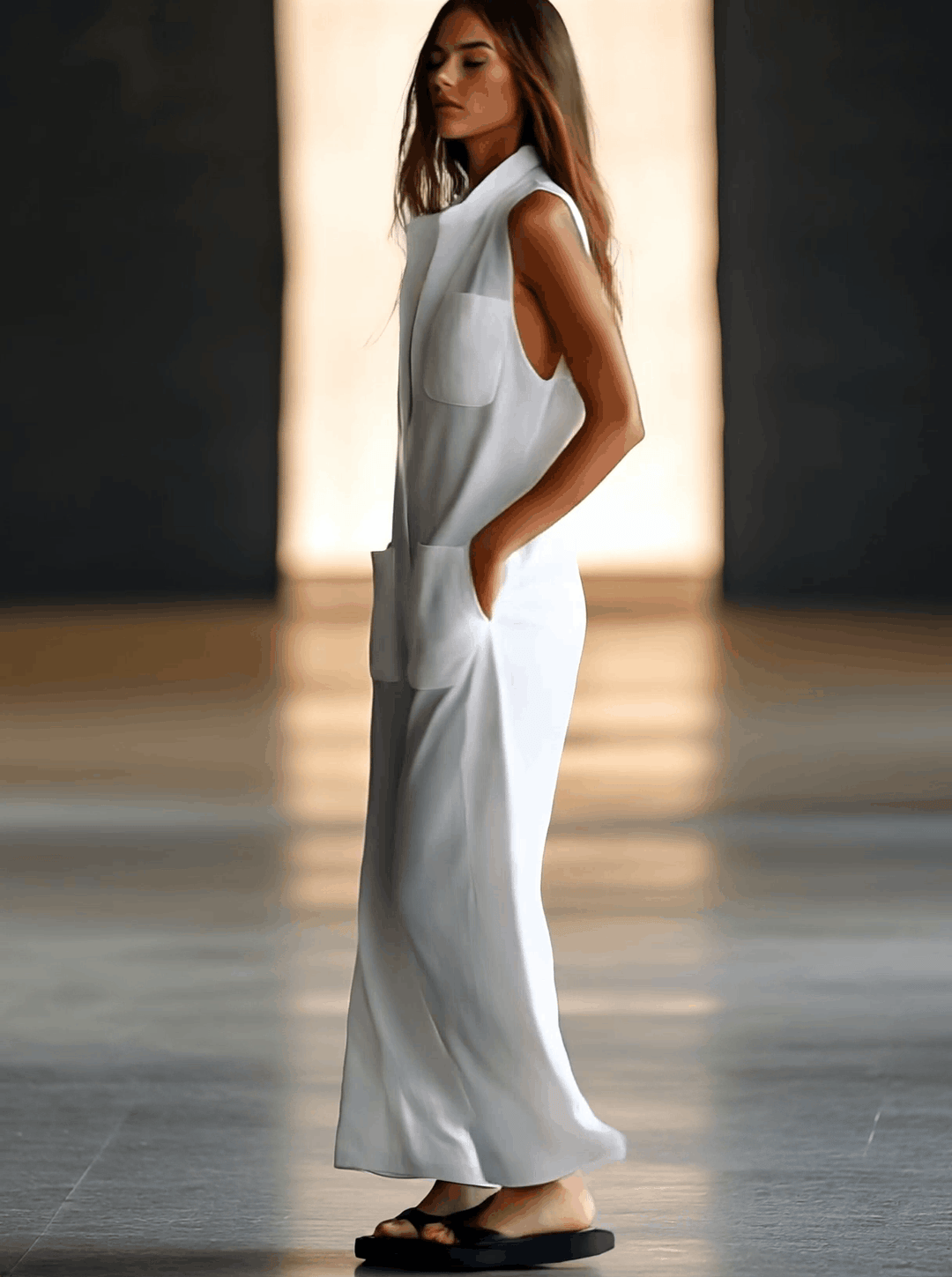 Tempest | Women's Sleeveless Wide Leg Jumpsuit - White - Image 3