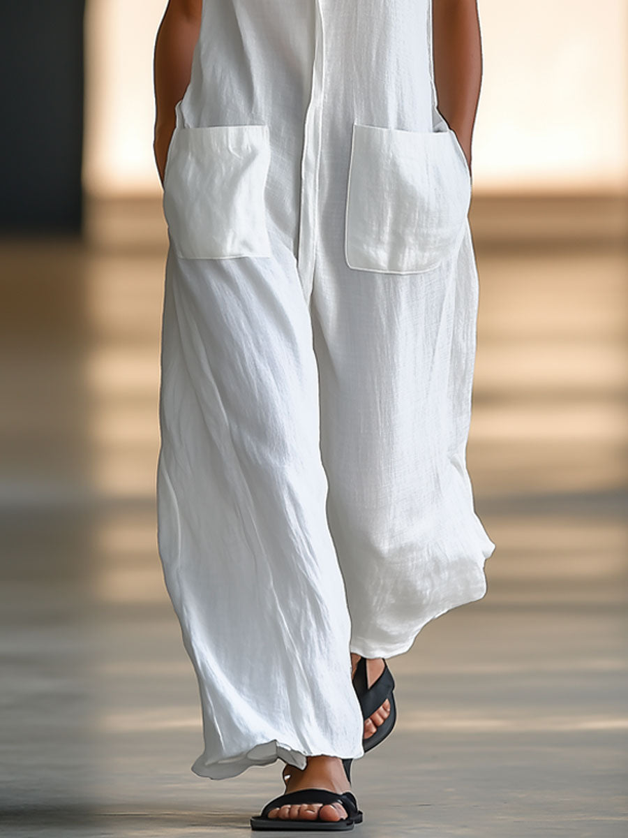 Tempest | Women's Sleeveless Wide Leg Jumpsuit - White - Image 5