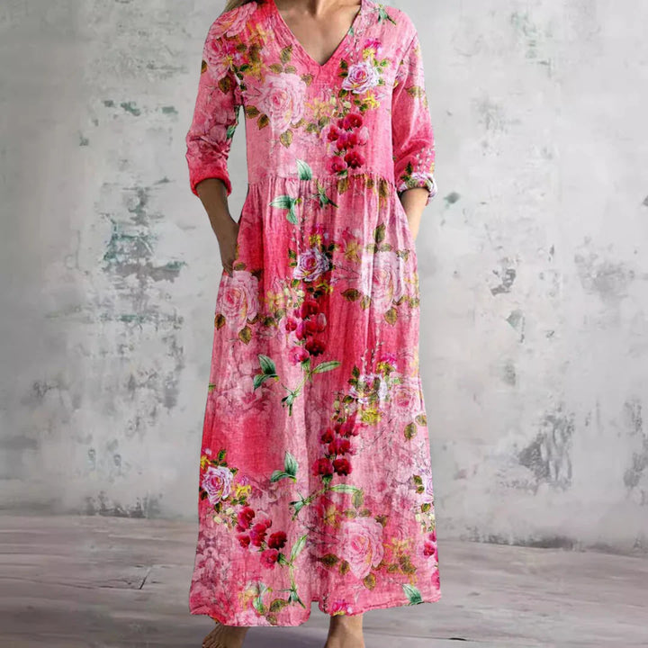 Kathleen™ | Floral V-Neck Maxi Dress