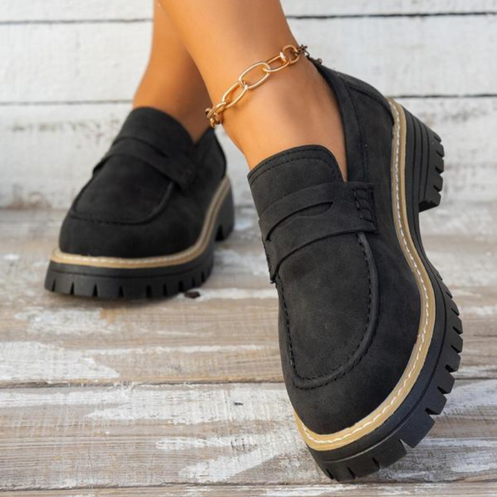 Thalia | Women's Chunky Platform Loafers - Beige - Image 5