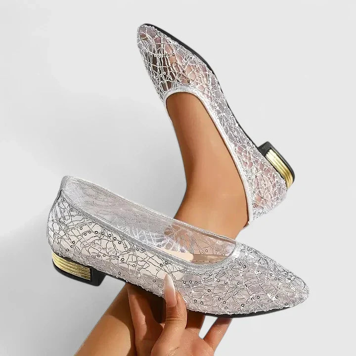 Thalia | Women's Pointed Toe Ballet Flats - Beige - Image 6