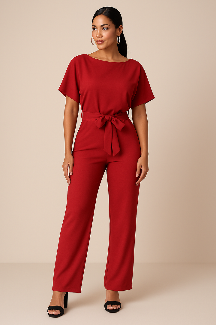 Thea | Women's Wide Leg Short Sleeve Jumpsuit - Black - Image 10