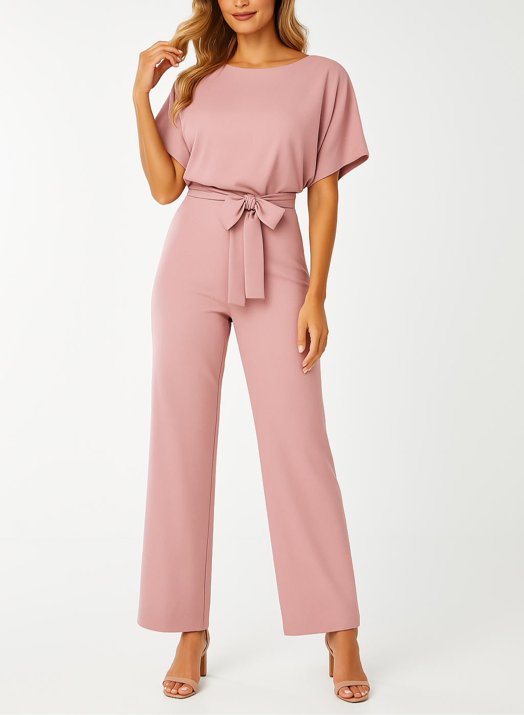Thea | Women's Wide Leg Short Sleeve Jumpsuit - Black - Image 11