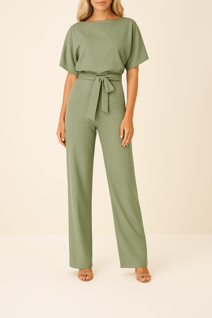 Thea | Women's Wide Leg Short Sleeve Jumpsuit - Black - Image 3