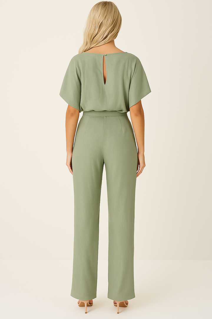 Thea | Women's Wide Leg Short Sleeve Jumpsuit - Black - Image 4
