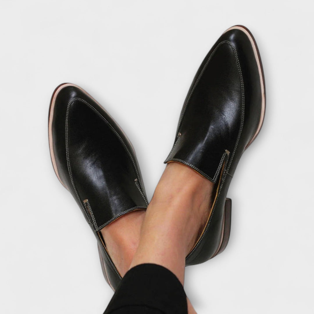 Theodora | Women's Black Slip-On Loafers - Black - Image 1