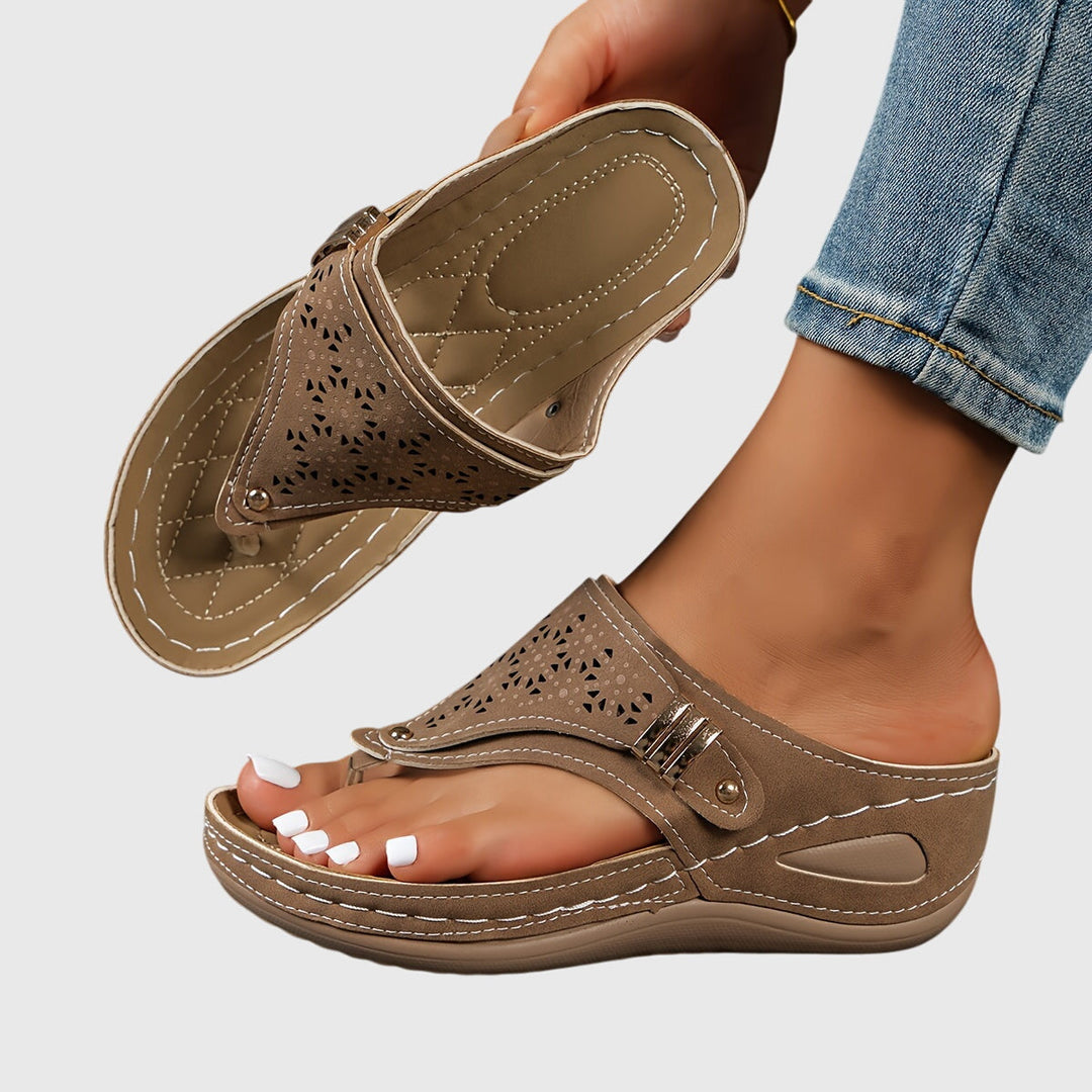 Theodoros | Women's Platform Ankle Strap Sandals - Brown - Image 12