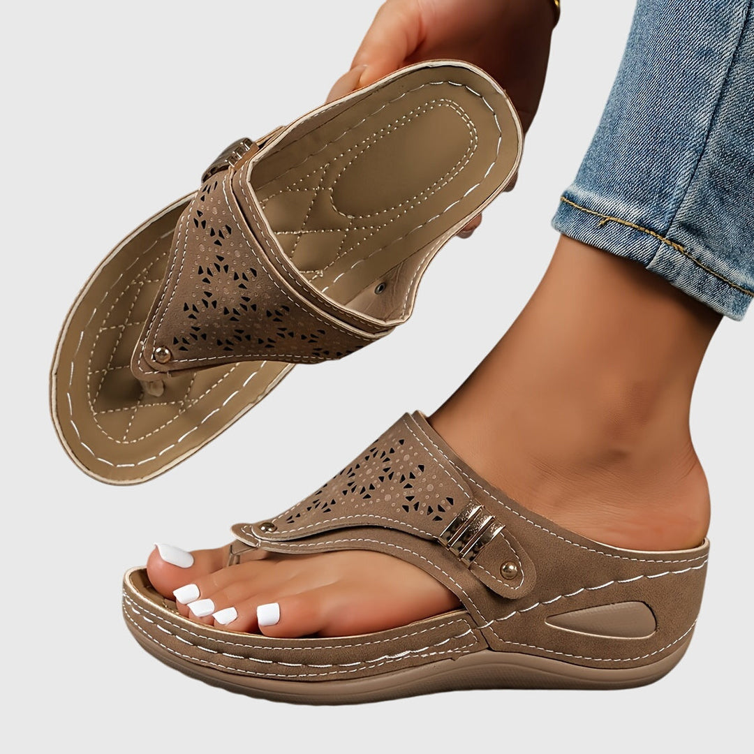 Theodoros | Women's Platform Ankle Strap Sandals - Brown - Image 8