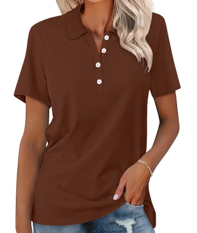 Thessaly | Women's Collared Short Sleeve Polo Shirt - Grey - Image 15
