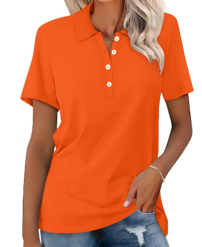 Thessaly | Women's Collared Short Sleeve Polo Shirt - Grey - Image 9