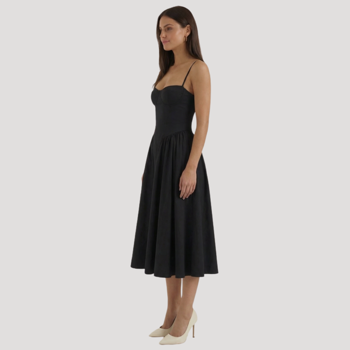 Thessaly | Women's Sweetheart Midi Dress - Champagne - Image 13