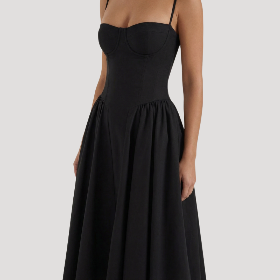 Thessaly | Women's Sweetheart Midi Dress - Champagne - Image 14