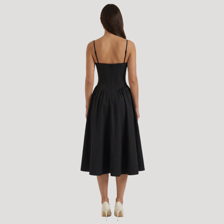 Thessaly | Women's Sweetheart Midi Dress - Champagne - Image 15