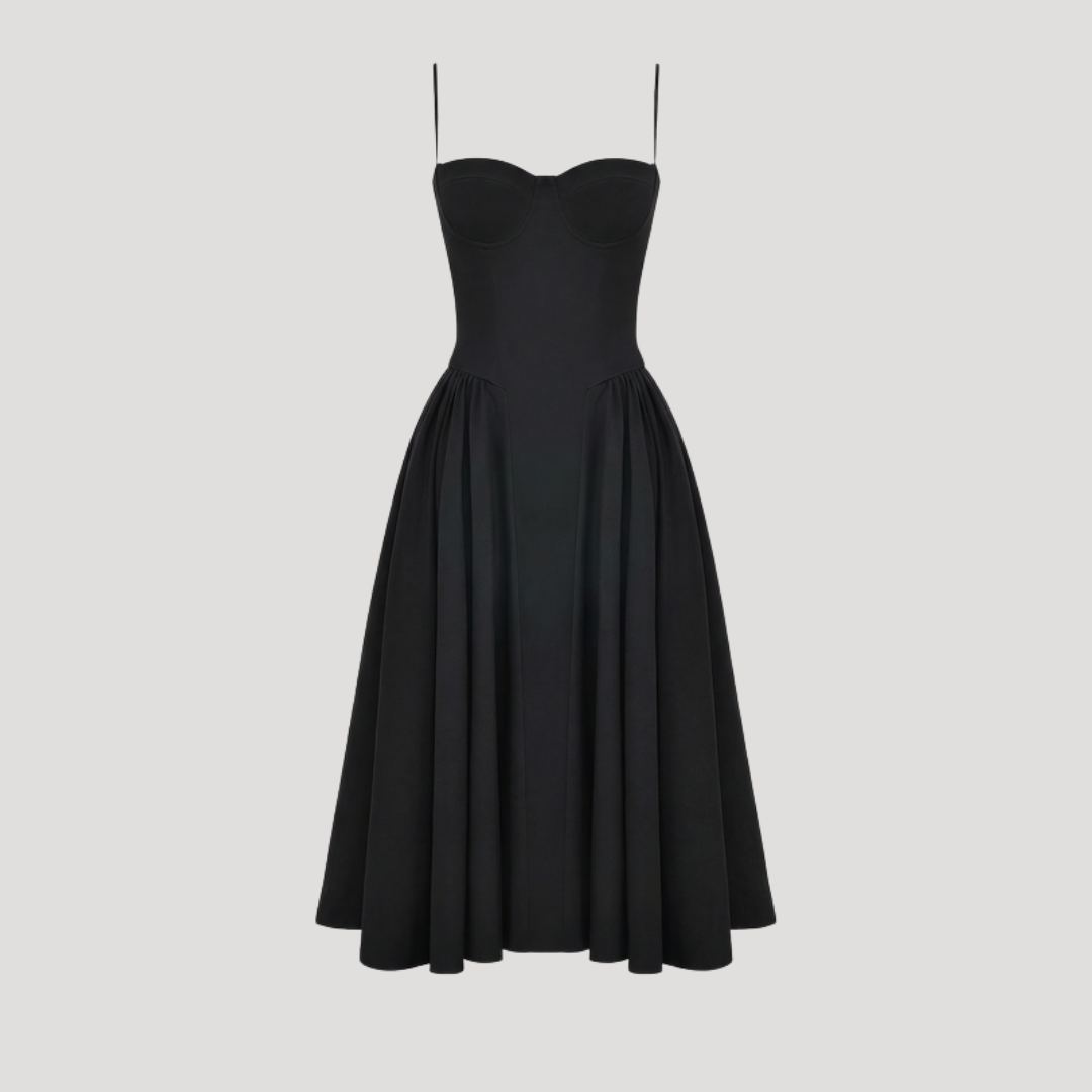 Thessaly | Women's Sweetheart Midi Dress - Champagne - Image 16