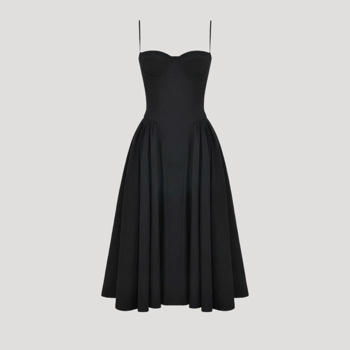 Thessaly | Women's Sweetheart Midi Dress - Champagne - Image 16