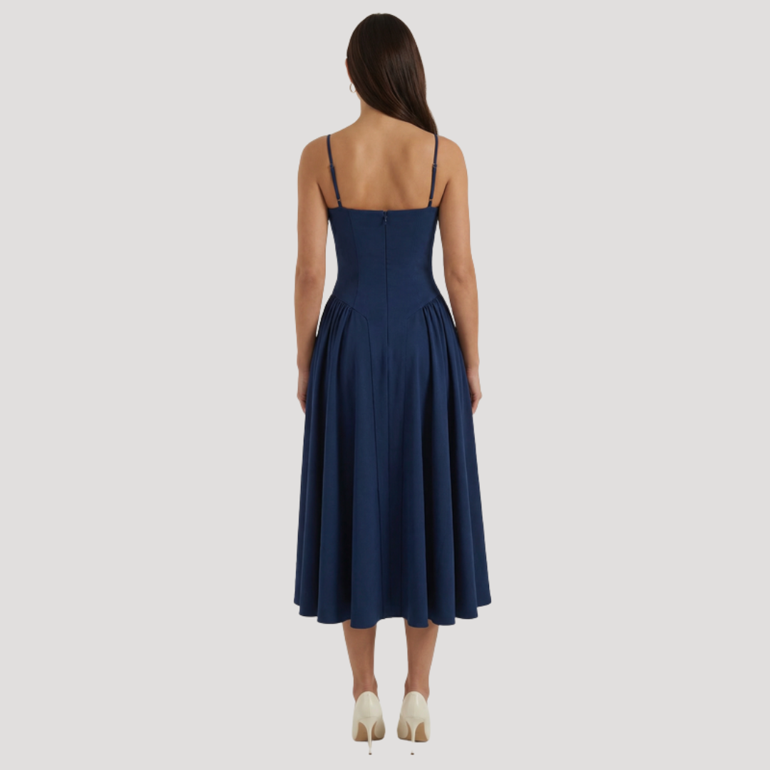 Thessaly | Women's Sweetheart Midi Dress - Champagne - Image 22