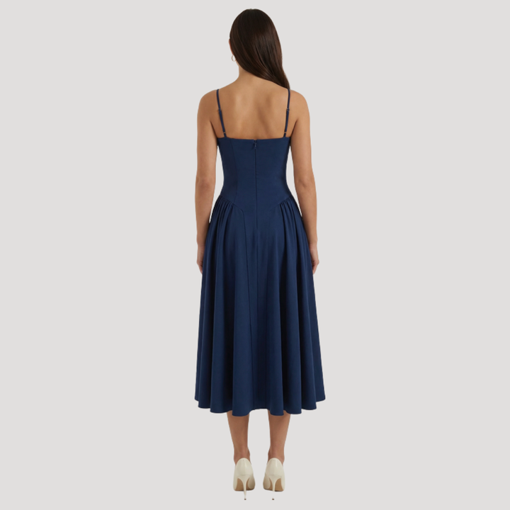 Thessaly | Women's Sweetheart Midi Dress - Champagne - Image 22