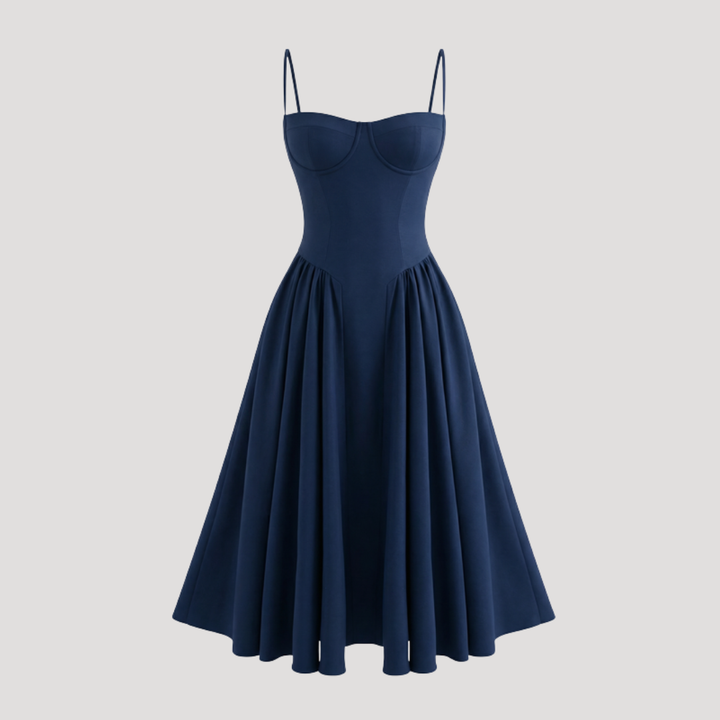 Thessaly | Women's Sweetheart Midi Dress - Champagne - Image 23