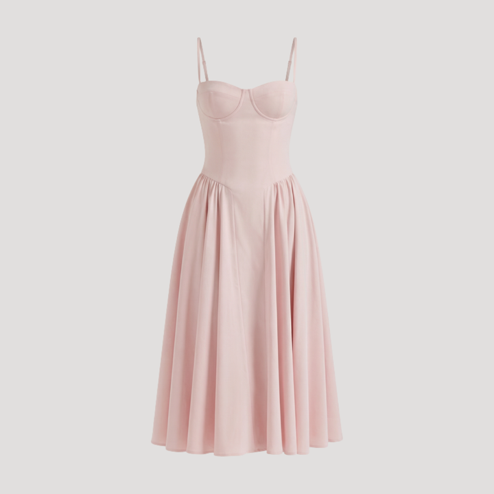 Thessaly | Women's Sweetheart Midi Dress - Champagne - Image 31