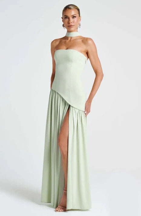 Tivera | Women's Strapless Formal Maxi Dress - Burgundy - Image 4