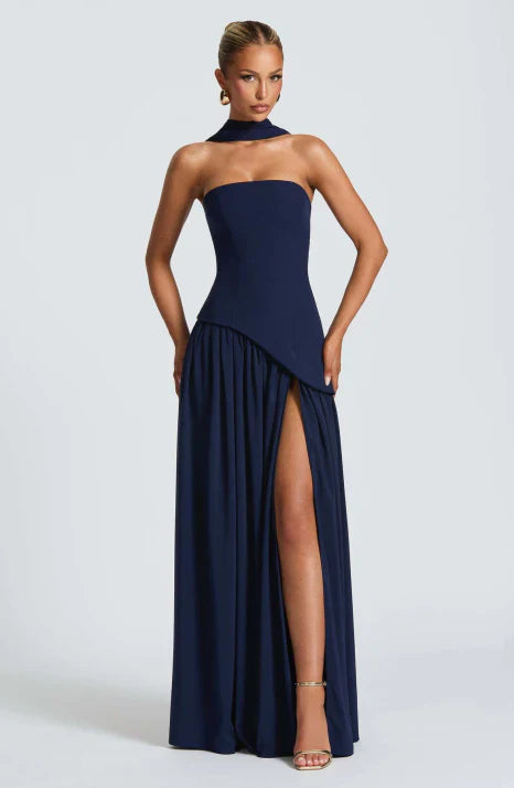 Tivera | Women's Strapless Formal Maxi Dress - Burgundy - Image 5