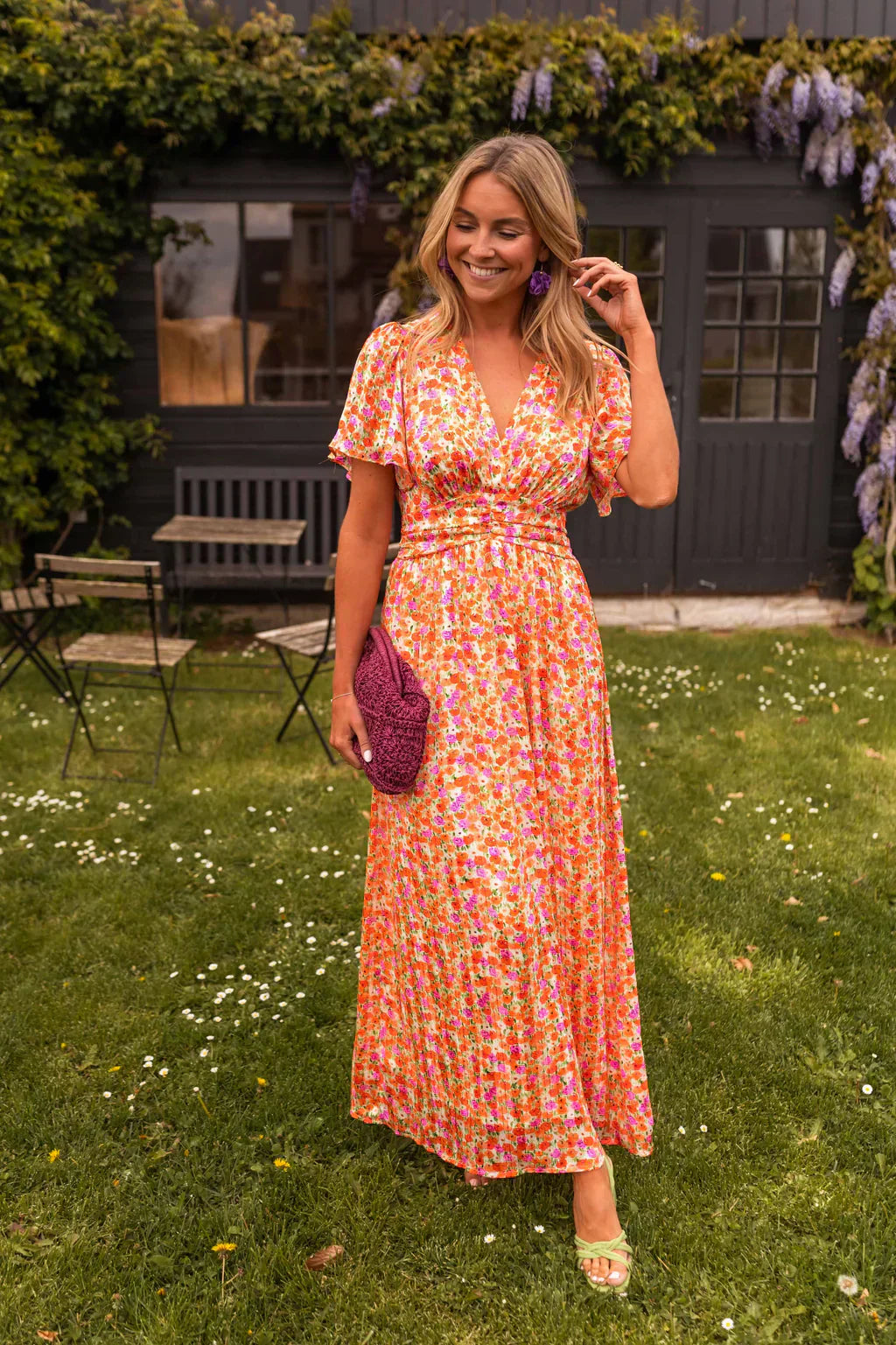 Tova | Women's V-Neck Floral Short Sleeve Maxi Dress - Floral - Image 1