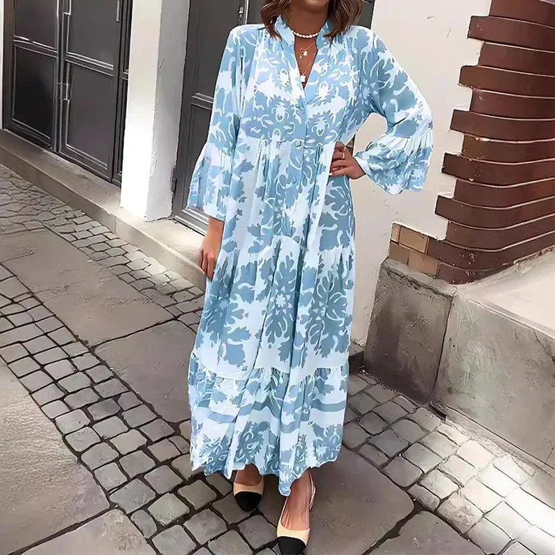 Valencia | Women's Floral Long Sleeve Midi Dress - Floral - Image 2
