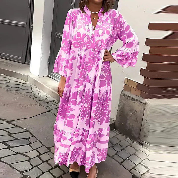 Valencia | Women's Floral Long Sleeve Midi Dress - Floral - Image 4