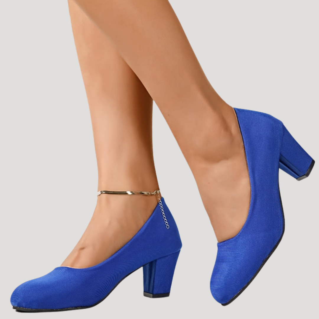 Valentina | Women's Block Heel Court Shoes - Red - Image 8