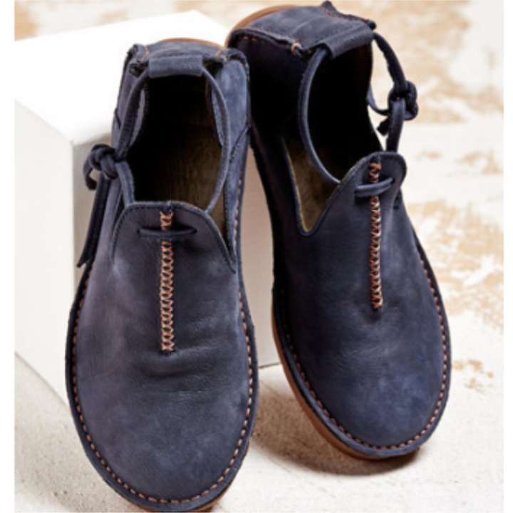 Valentina | Women's Lace Up Flat Shoes - Navy - Image 1