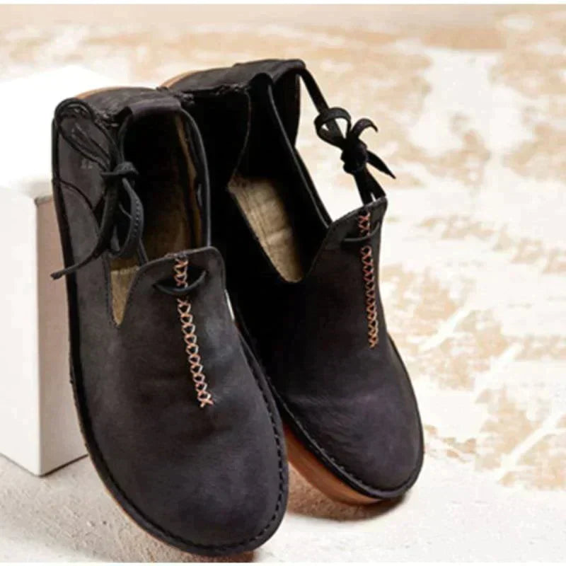 Valentina | Women's Lace Up Flat Shoes - Navy - Image 3