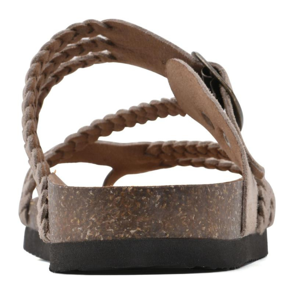 Vellara | Women's Braided Strap Big Buckle Cork Footbed Sandal - Sage - Image 6