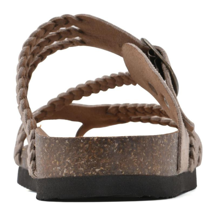 Vellara | Women's Braided Strap Big Buckle Cork Footbed Sandal - Sage - Image 6