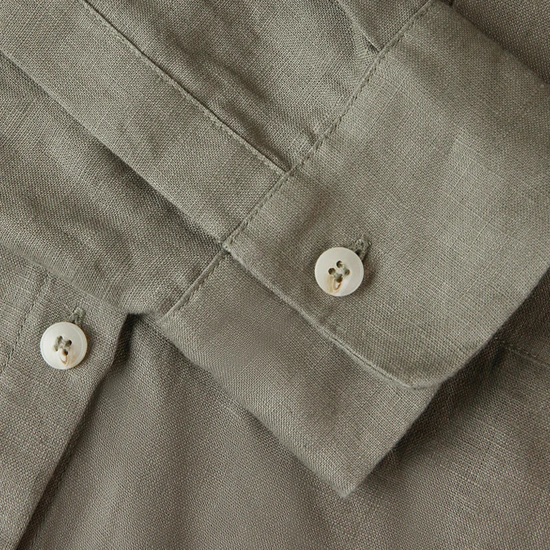 Verity | Women's Cropped Oversized Long Sleeve Button-Down Shirt - Sage - Image 12
