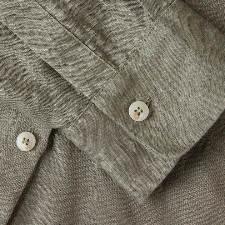 Verity | Women's Cropped Oversized Long Sleeve Button-Down Shirt - Sage - Image 12