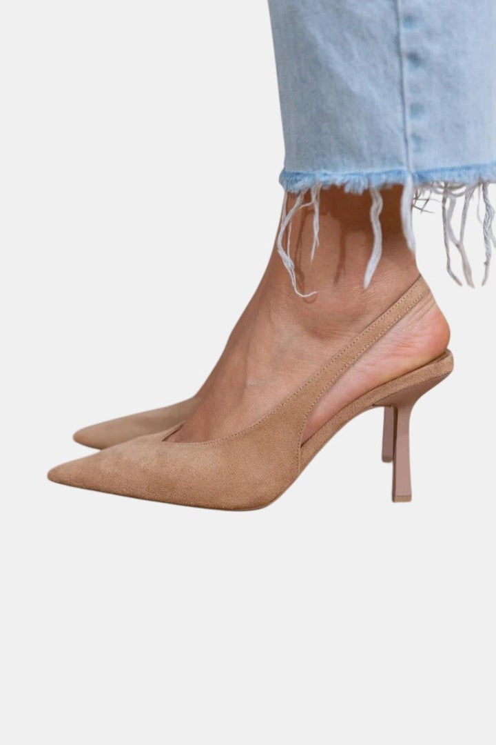 Vesper | Women's Pointed Toe Slingback Heels - Champagne - Image 1