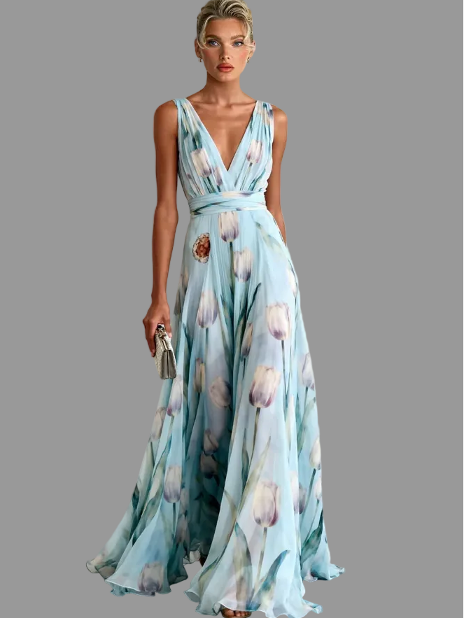 Vespera | Women's Floral Sleeveless Summer Maxi Dress - Floral - Image 2