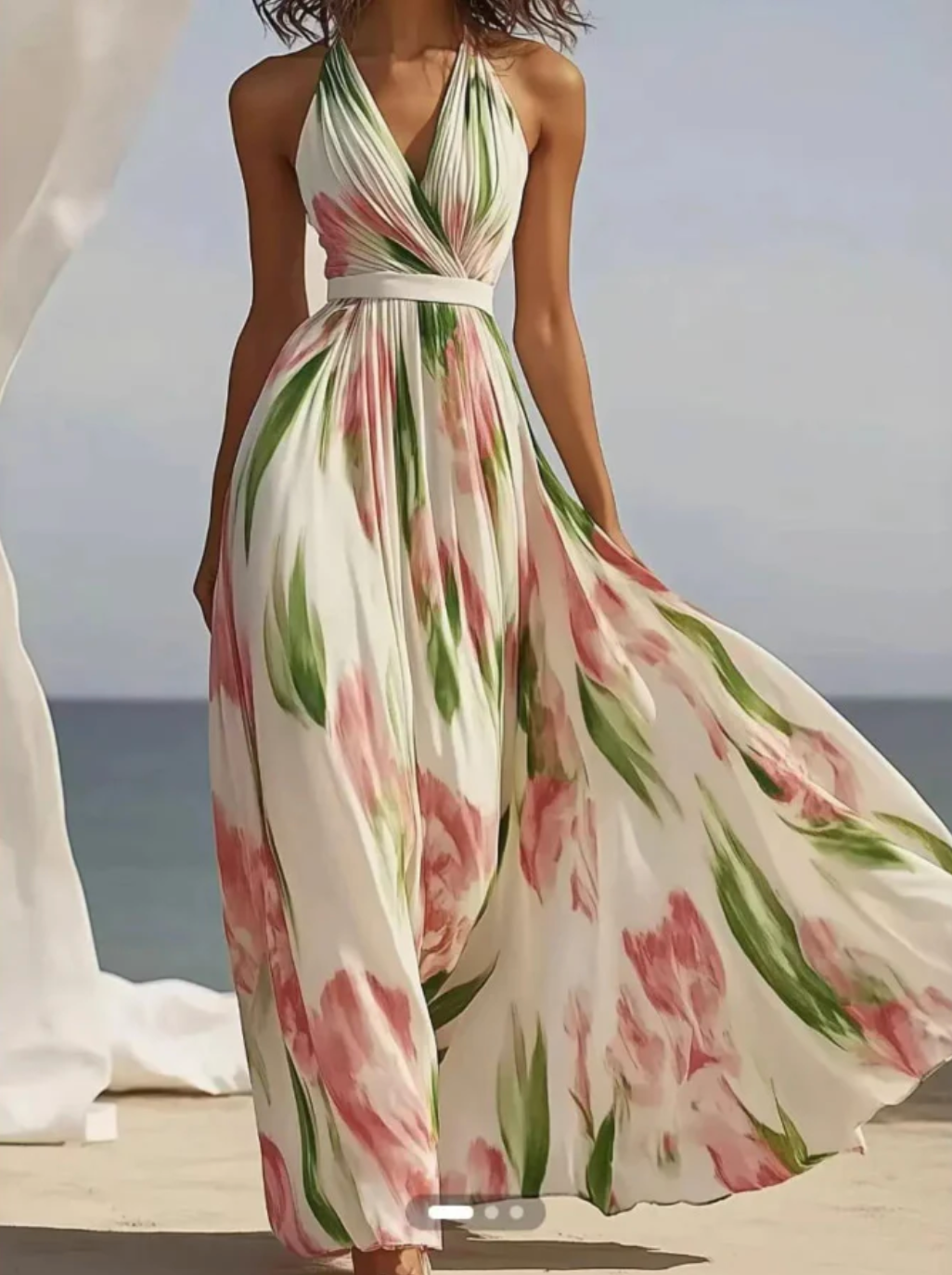 Vespera | Women's Floral Sleeveless Summer Maxi Dress - Floral - Image 3