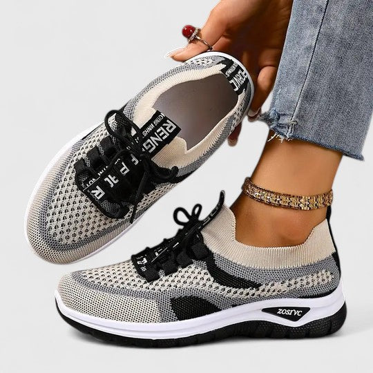 Viola | Women's Orthopedic Lace-Up Walking Sneakers - Champagne - Image 10