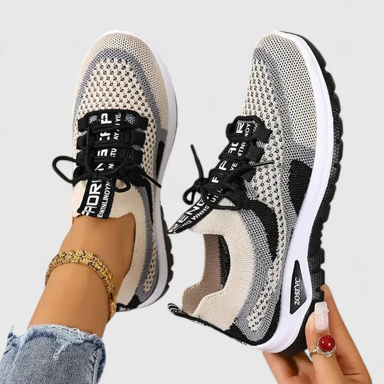 Viola | Women's Orthopedic Lace-Up Walking Sneakers - Champagne - Image 2