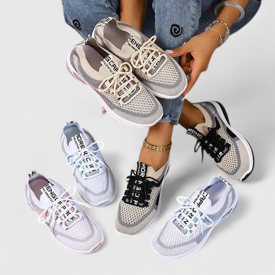 Viola | Women's Orthopedic Lace-Up Walking Sneakers - Champagne - Image 7