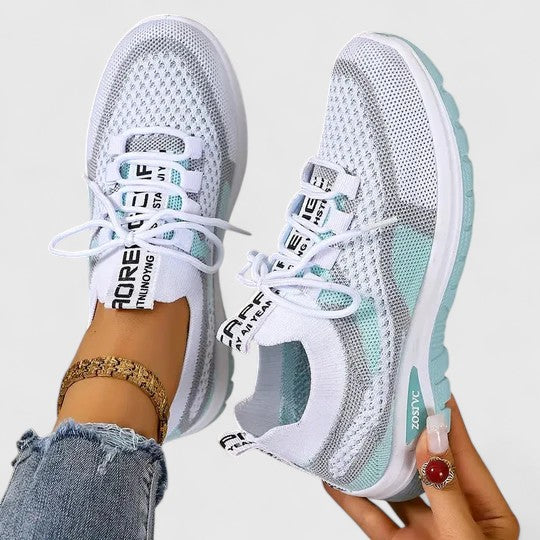 Viola | Women's Orthopedic Lace-Up Walking Sneakers - Champagne - Image 8