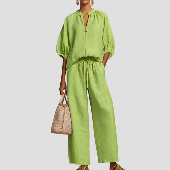 Willa | Women's Zip Front Two Piece Set - Light Blue - Image 5