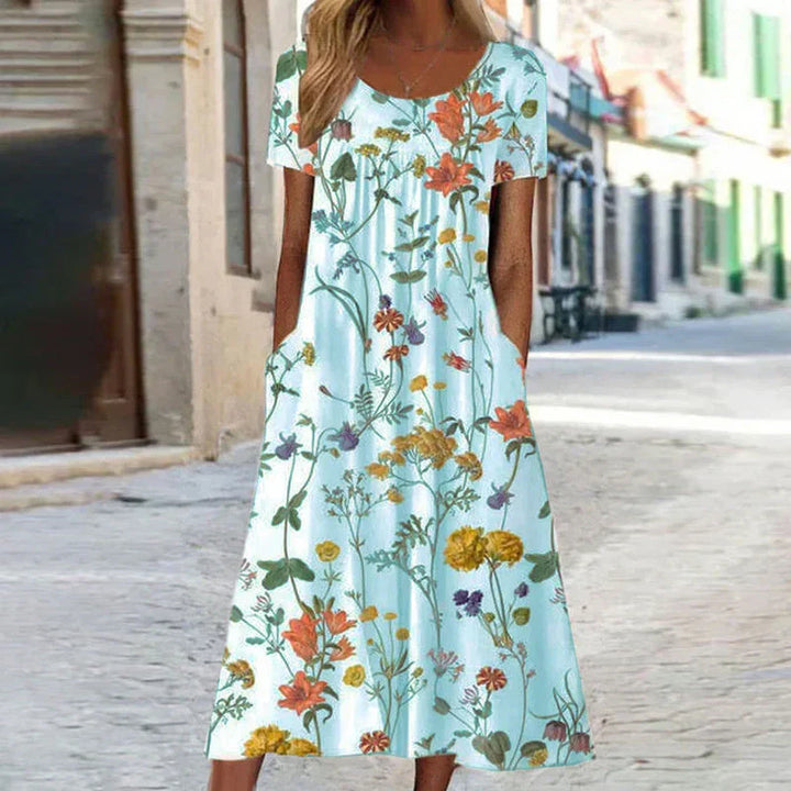 Winslet | Women's Floral Short Sleeve Midi Dress - Navy - Image 2
