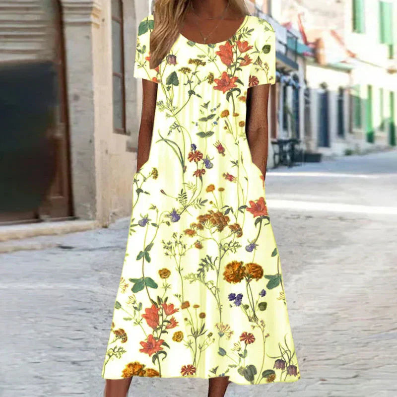 Winslet | Women's Floral Short Sleeve Midi Dress - Navy - Image 3